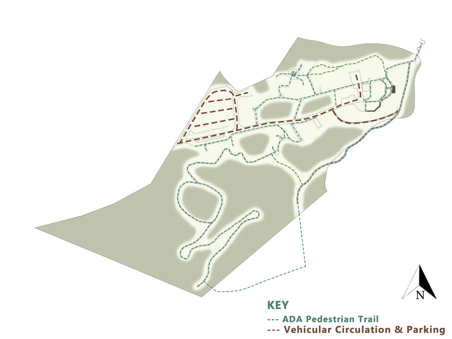 Circulation diagram showing vehicular and pedestrian walkways