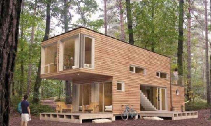 wooden house in forest