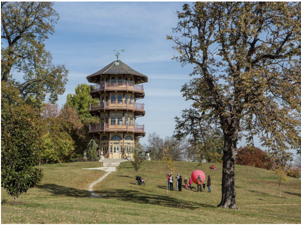 Building on open lawn